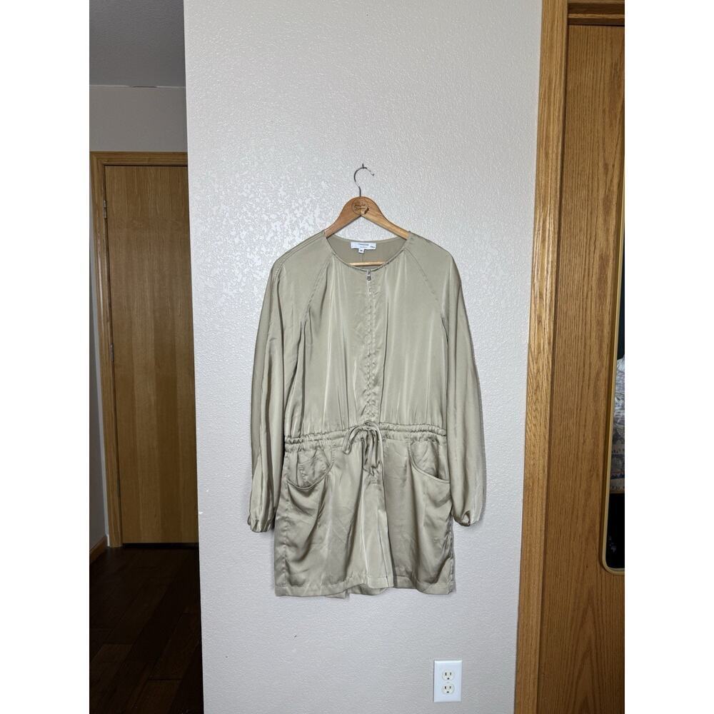 Thakoon Collective Satin Tie Front Romper Size 14 Long Sleeves Zip Front